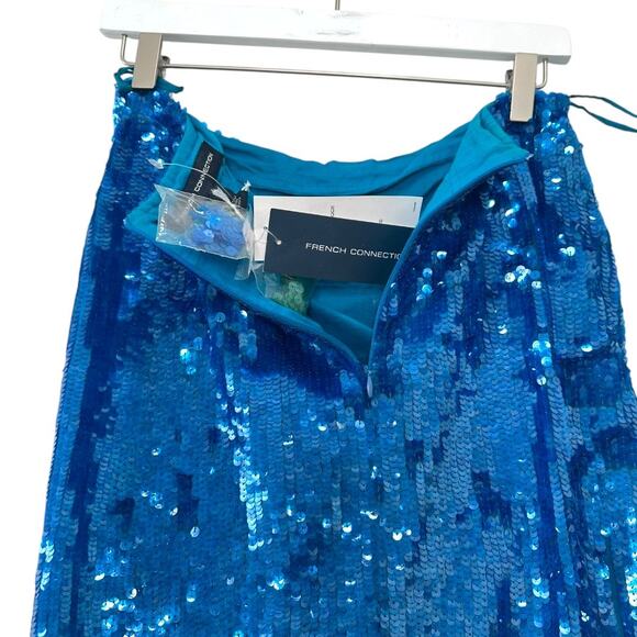 NWT French Connection Blue Green Ombre Sequin Pencil Skirt Size 6 - Picture 11 of 12